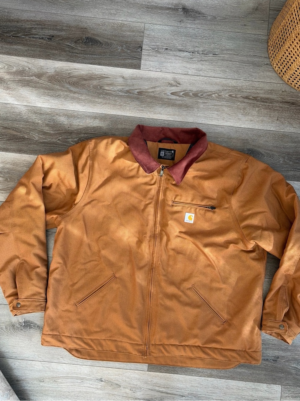 Carhartt Men's Detroit duck canvasBrown Jacket with flannel lined 3XL Tall